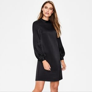 Newhouse Black Satin Long Sleeve Shift Dress New NWT Size 34 XS Dressy Party